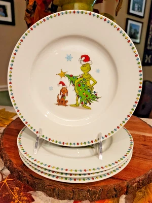 ZRIKE DR.SEUSS HOW THE GRINCH STOLE CHRISTMAS CERAMIC DINNER PLATES SET OF 4 NEW 2025