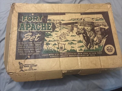 Marx Fort Apache Play set Box Only  See Description 1950s 60s - Image 1 of 4