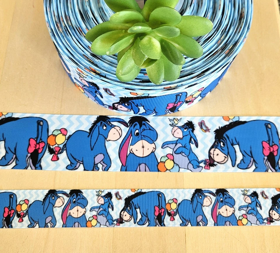 7/8 & 1.5" (1 YD) Eeyore Grosgrain Ribbon Winnie the Pooh Birthday - Image 1 of 1
