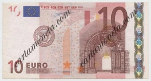 10 EURO ERRORE DI STAMPA NUMERO DI SERIE ASSENTE ITALY DUISENBERG J002 2002 BB+ - Picture 1 of 6