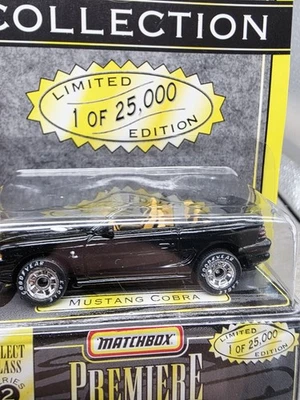1996 Matchbox Premiere Collection Series 2 Mustang Cobra Black Convertible New - Image 1 of 4