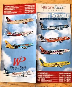 Western Pacific Airlines Fahrplan 7. April bis 8. Mai 1996 - Bild 1 von 1