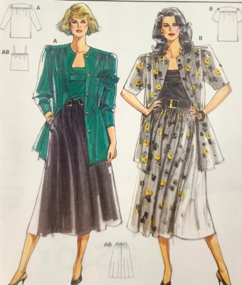Vtg Uncut Burda 5210 Sew Pattern Skirt Oversized Loose Jacket Camisole Top 16-26 - Image 1 of 4