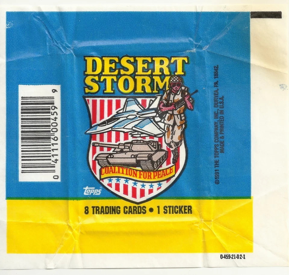 1991  DESERT STORM SERIES 1 - COALITION FOR PEACE - EMPTY WRAPPER  - TOPPS WAX - Image 1 of 1