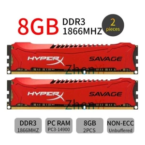 For HyperX SAVAGE 16GB 2x 8GB 4GB DDR3 PC3-14900 1866 240Pin Red Desktop RAM UK - Picture 1 of 10