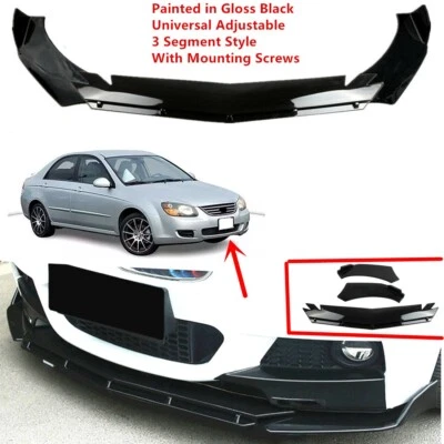 Add-on Universal For Kia Spectra 2001-2009 Front Bumper Lip Spoiler Gloss Black - Imagem 1 de 4