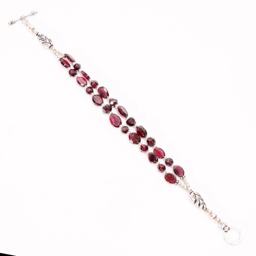 VALENTINO Bracciale Perline Argento Sterling 925 Pietra Preziosa Granato Rodolite Naturale per Ragazze