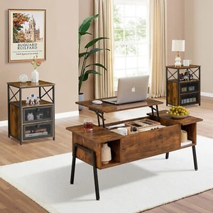 3 Piece Coffee Table Set 2 End Tables Wooden Sofa Occasional Set for Living Room - Picture 1 of 11
