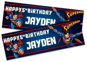 x2 Personalisierte Geburtstagsbanner Superman Design Kinder Kids Party Deko 1 - Bild 1 von 4