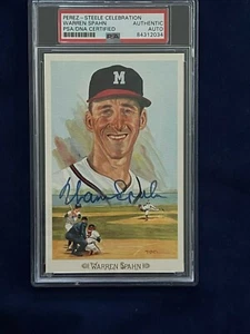 Warren Spahn Autographed Perez-Steele 1989 Postcard Braves PSA/DNA Cert - Picture 1 of 3