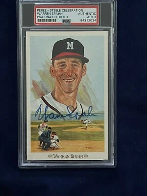 Warren Spahn Autographed Perez-Steele 1989 Postcard Braves PSA/DNA Cert - Image 1 of 3