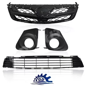 Cubiertas de luz antiniebla para rejilla delantera superior inferior inferior (negra) para Toyota Corolla 2011-2013 - Imagen 1 de 7