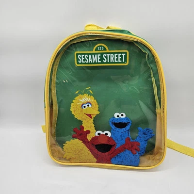 Mini mochila ajustável infantil Sesame Street transparente verde/amarela  - Imagem 1 de 4