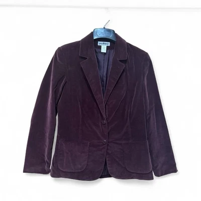 Vintage Velvet Blazer Jacket Women's Purple Plum Velour Positions Size S / 11 - Image 1 of 4