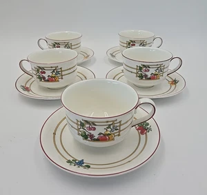 Set Of 5 Vintage Villeroy & Boch MON JARDIN Cups And Saucers appx 3.5" diameter - Picture 1 of 8
