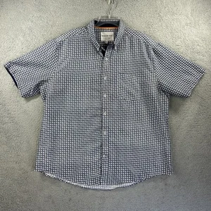 International Report Shirt Mens XXL White Blue Geometric Short Sleeve Button Up - Picture 1 of 7