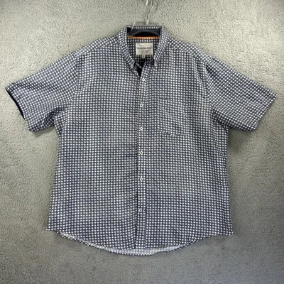 International Report Shirt Mens XXL White Blue Geometric Short Sleeve Button Up - Image 1 of 4