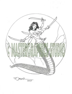 Sexy MARILITH Original Fantasy Pin-Up Art von JOE ORSAK - Bild 1 von 1