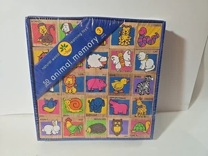 Vintage 50 Piece Wooden Animal Memory Learning Toy (NIP) - Picture 1 of 2