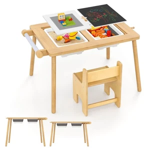 Sensory Table & Chair Set for Kids 2-8 w/Foldable Bins for Sand/Water & Paper - Picture 1 of 10