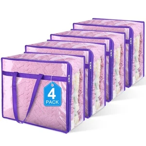 4Pack Clear Zippered Storage Bags for Clothes Closet Organizers and Storage Viny - Picture 1 of 7
