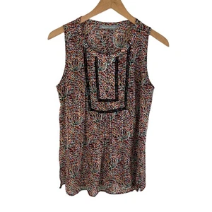 Daniel Rainn Damen ärmellose transparente Bluse Tanktop schwarz mehrfarbig Y2K Boho - Bild 1 von 7