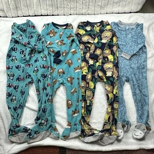 Carter’s Fleece Footed PJ’s Boy’s 4T Animals Bears Gorilla Lions Lot Of 4 - Picture 1 of 17