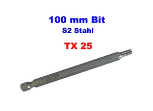 100 mm Bits aus S2 Stahl für Torx-Antrieb TX 25 - (Menge wählbar) - Bild 1 von 1