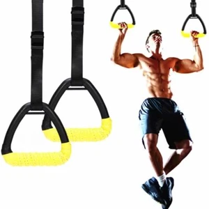 Gymnastic Rings Pull up Handle Rings with Adjustable Straps for Chlidren Adult - Picture 1 of 20