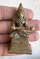 Antique Old Rare Hand Crafted Brass Hindu Food Goddess Annapurna Devi Figurine
