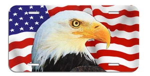 USA Flag & Eagle Auto License Plate United States America Eagles American Flags - Imagen 1 de 1