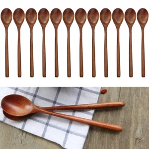 Wooden Spoons 12PCS 9Inch For Eating Mixing Stirring, Long Handle Spoon Japanese - Picture 1 of 10