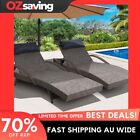 Set Of Two Outdoor Sun Lounges With Adjustable Backrest Uv Resistant Frame And W