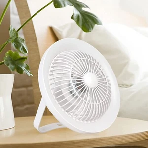 Portable Table Fan and LED Light USB 3 Speeds 8" Battery Operated Rechargeable - Picture 1 of 8