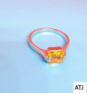Women's Yellow Stone Square Stainless Steel Women's Ring Sz10 - Picture 1 of 5