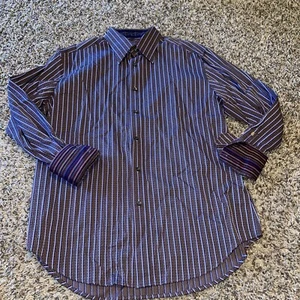 ROBERT GRAHAM Men’s Button Down Shirt Striped Flip Cuff Large - Picture 1 of 7