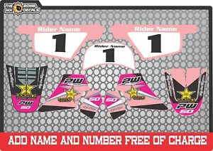 pw50 pink decals graphics yamaha pw 50 personal peewee laminated stickers pink - Picture 1 of 2