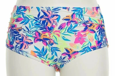 SO "Palm Tropix" Floral Cintura Alta Parte Inferior con Fruncido Frontal Lateral Talla 0X Nuevo con Etiquetas  Foto 1 de 2