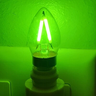 LED Filament Green Light Bulbs 4 Pack of C7 2W E12 Night Light/Christmas Bulbs - Image 1 of 4
