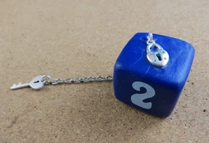 Jena's Handmade Backgammon Doubling Cube Lock, Chain & Key One of A Kind #274 - Picture 1 of 15