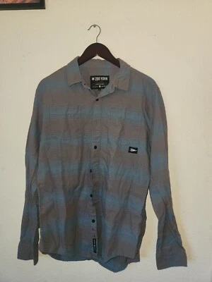 Camisa con botones Zoo York para hombre manga larga gris y azul talla grande Y2K Foto 1 de 3