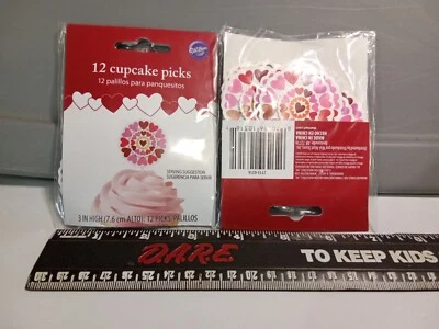 48 Wilton Cupcake Valentine's Day Hearts Topper Picks Pinwheel Design 12 Pack x4 - Image 1 of 2