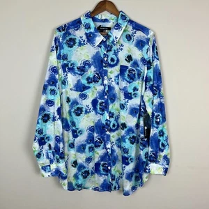 Camisa Top Relativity Mujer 3X Azul Abotonada Ligera Cuello Manga Larga - Imagen 1 de 15