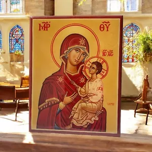 Finestre In Cielo Icona Vergine Maria Beata Madre e Bambino 4"H Arte da Parete in Legno - Foto 1 di 9