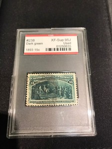 US Scott 238 15c Columbian Used XF Superb Jumbo Gem PSE graded 95J encapsulated