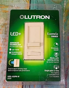 Lutron Luméa LED+ Dimmer Switch LECL-153PH-IV Ivory - Picture 1 of 6