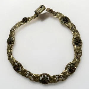 Pulsera DRGM Art Deco Art Nouveau pétalos de rosa romántica años 40 vintage rara - Imagen 1 de 13