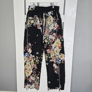 Elie Tahari Floral Ankle Pull-On Pants  Large Black Boho AOP Travel Cottage - Picture 1 of 11