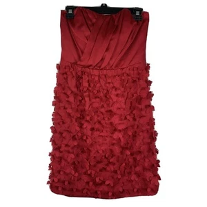 Ali Ro Dress Womens Size 4 Strapless Floral Red Anthropologie Tiered Petal  - Picture 1 of 7