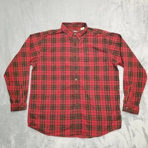 Vintage LL Bean Shirt Mens Large Red Plaid Flannel Long Sleeve Outdoor Canada - Picture 1 of 3
